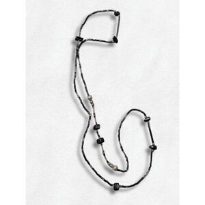 Vintage Layered Black Beaded Necklace with 925 sterling Silver Accents